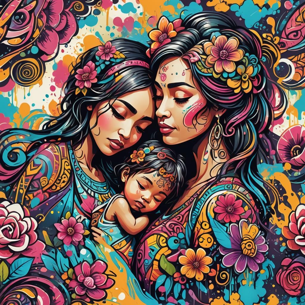 Maori Mother's Day Graffiti Art for T-Shirt