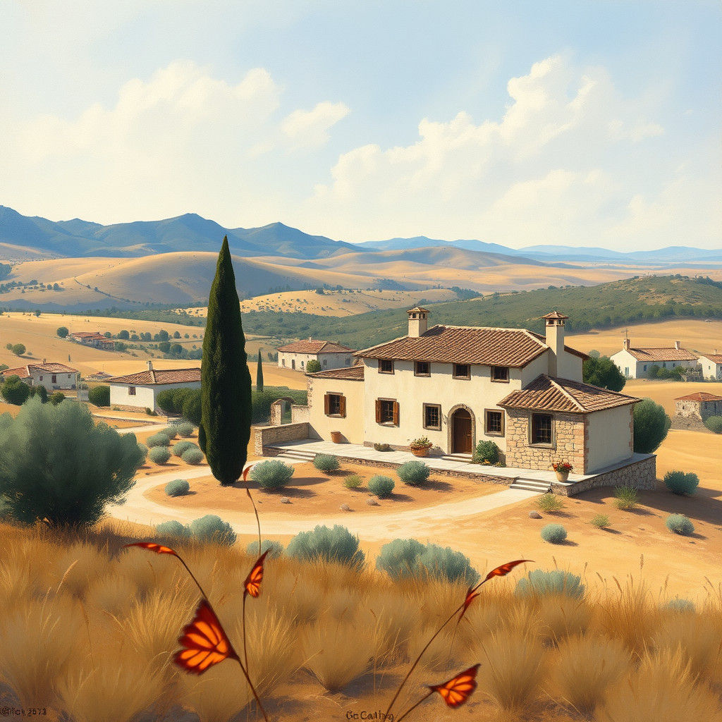 Rustic Spanish Villa in Gouache Style