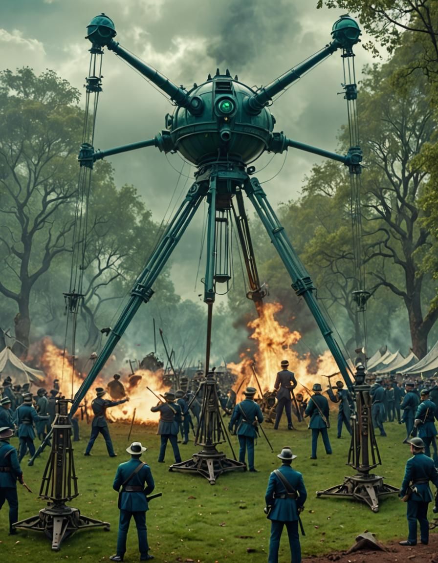 Victorian Soldiers Battle War of the Worlds Tripod
