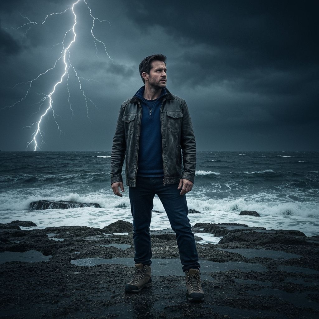Lighthouse Keeper in Stormy Seas: A Dramatic Photograph
