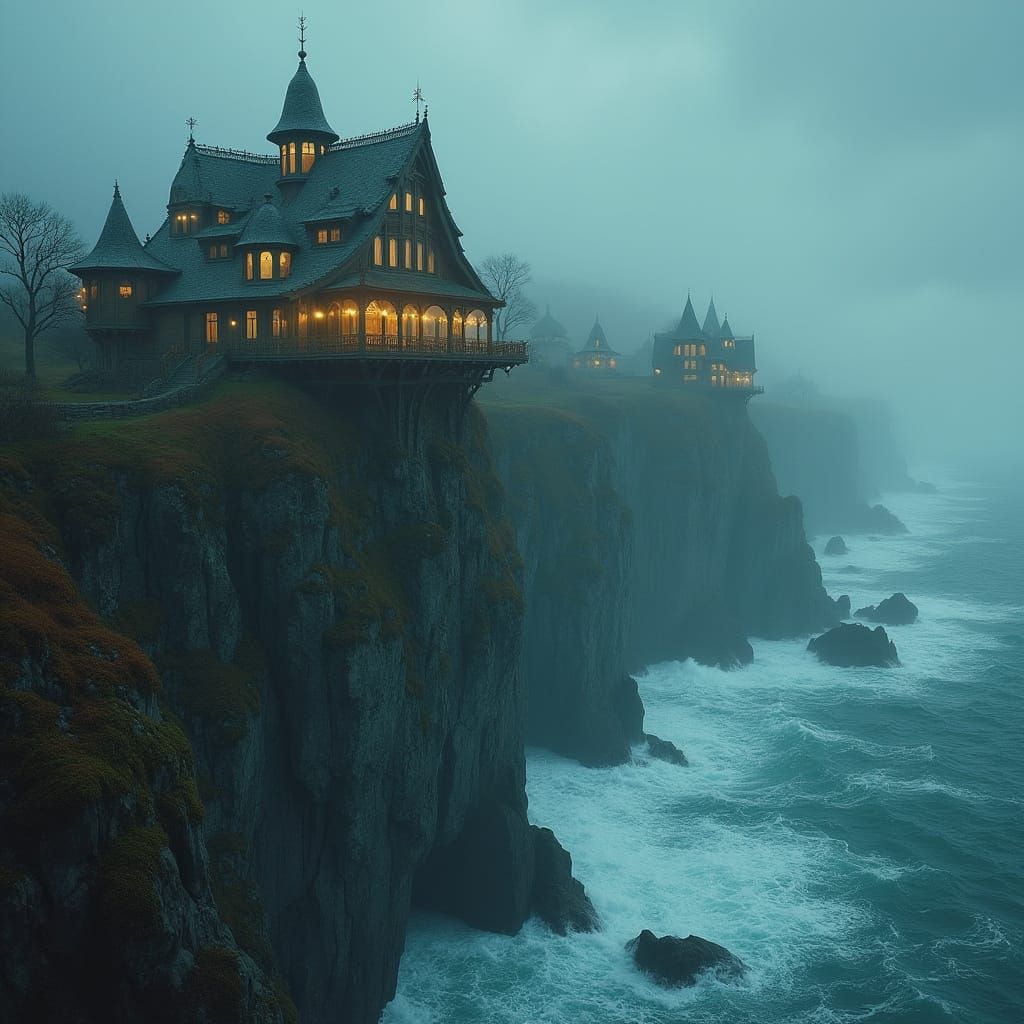 Glass Houses on a Cliff: Digital Concept Art