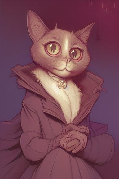 Elegant Cat Portrait in Disney Spooky Style