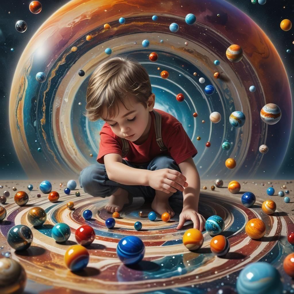 Planetary Marbles: Solar System Game in Digital Art