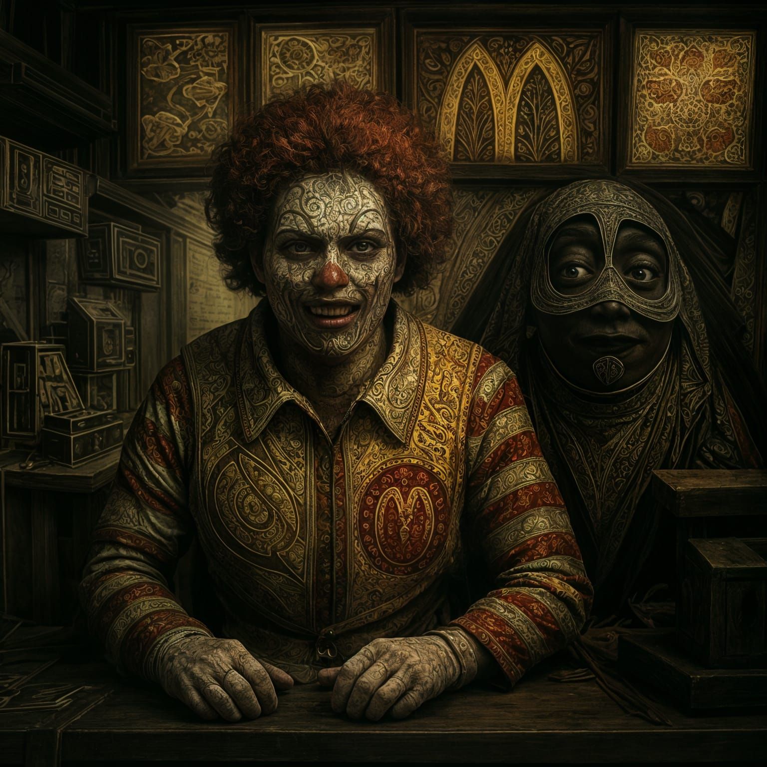 Ronald McDonald and Grimace at McDonald's