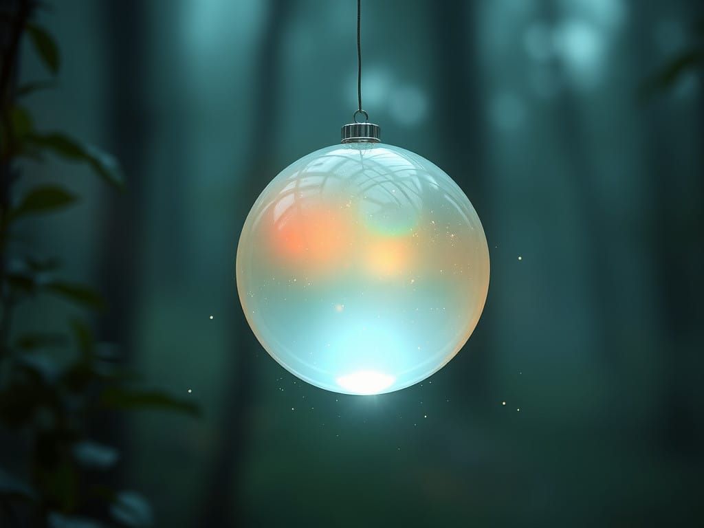 Glowing Orb Radiates Ethereal Light in Whimsical Forest Scen...
