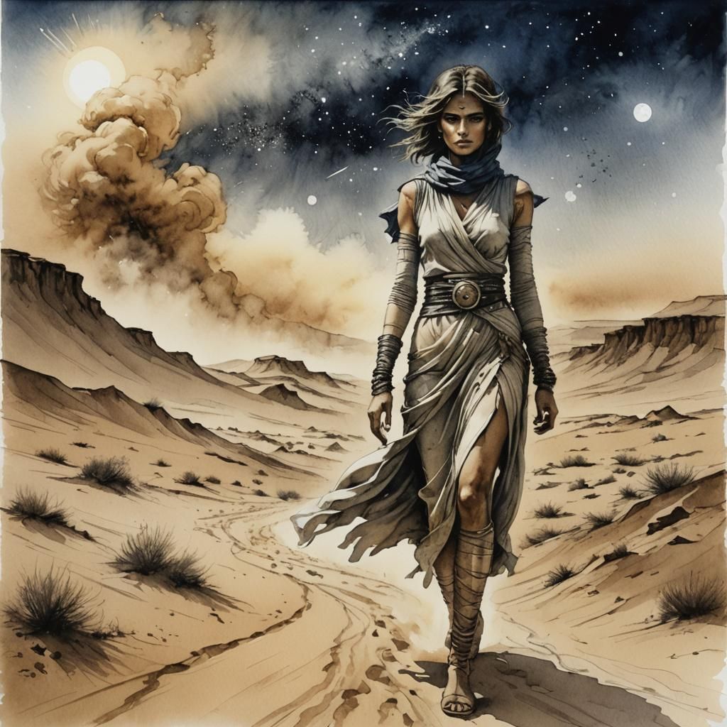 Ethereal Desert Mirage Under Night Sky