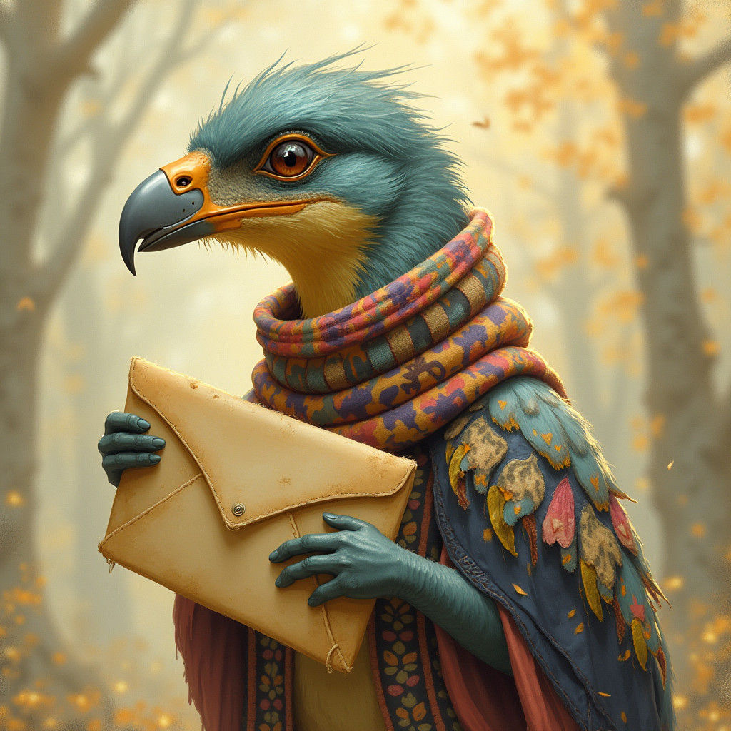 Bird Messenger in Dreamy Vintage Illustration Style
