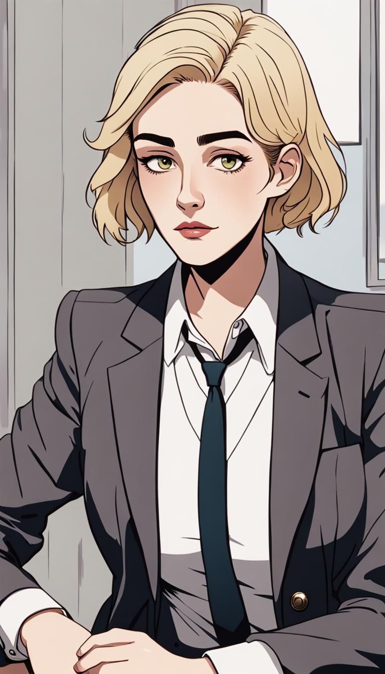 Nonbinary Detective in Suit and Suspenders