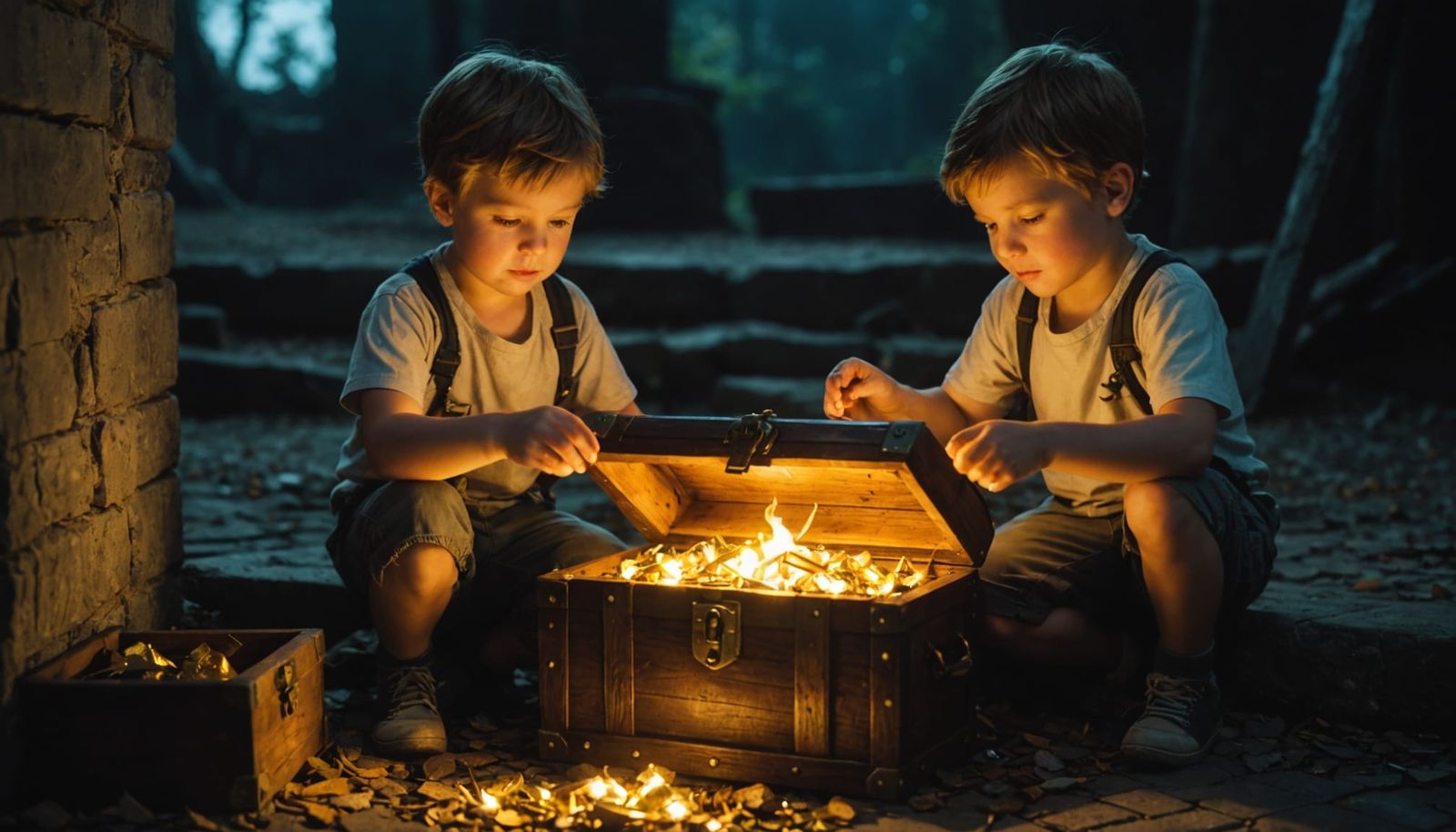Children Discover Glowing Treasure Chest