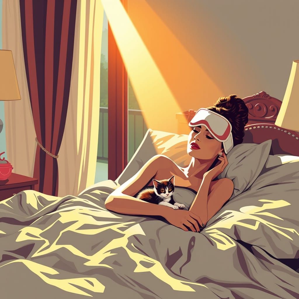 Vintage Audrey Hepburn Wakes Up in Luxurious Bedside Scene