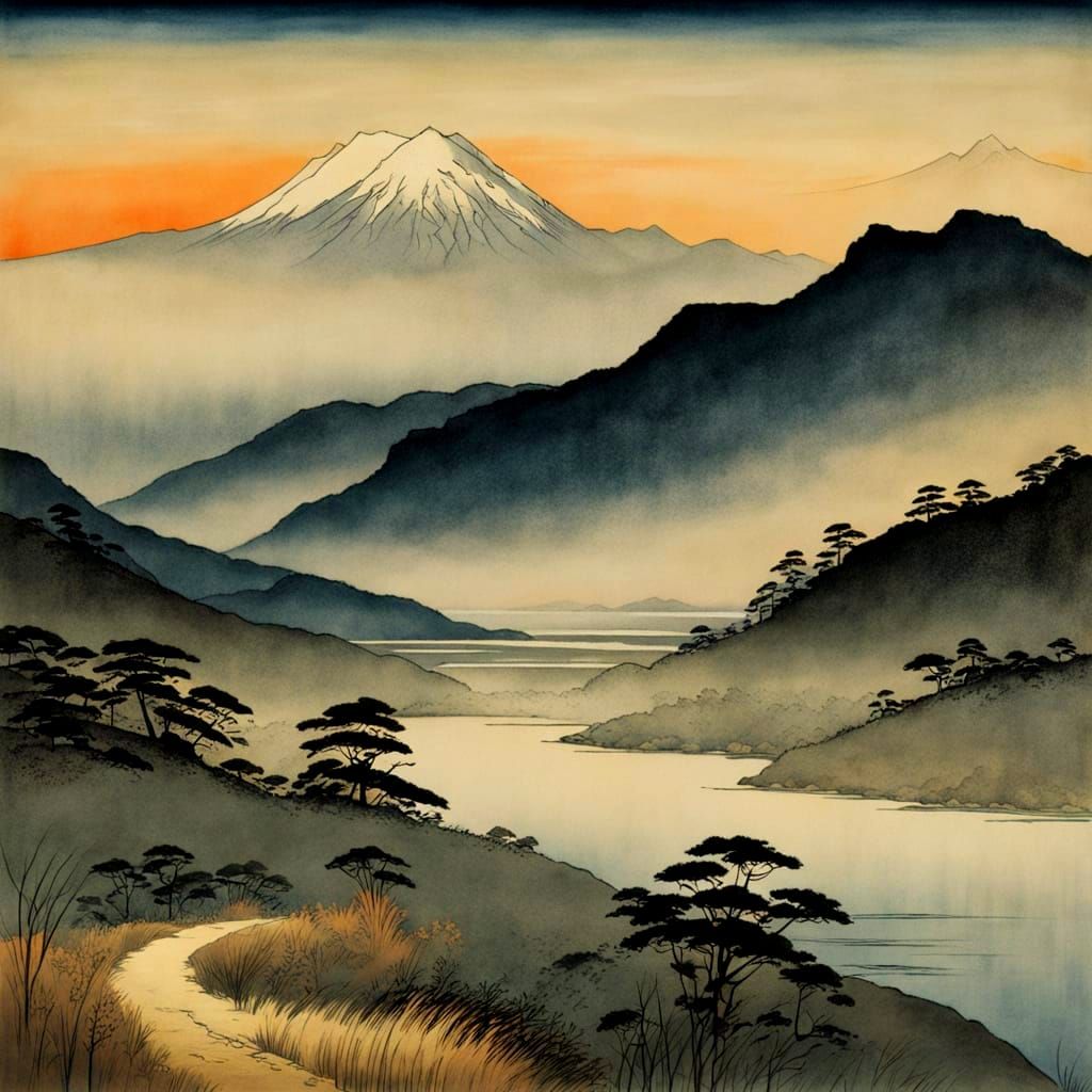 by Ohara Koson and Edward Hopper (70%):: Japanese woodblock:...