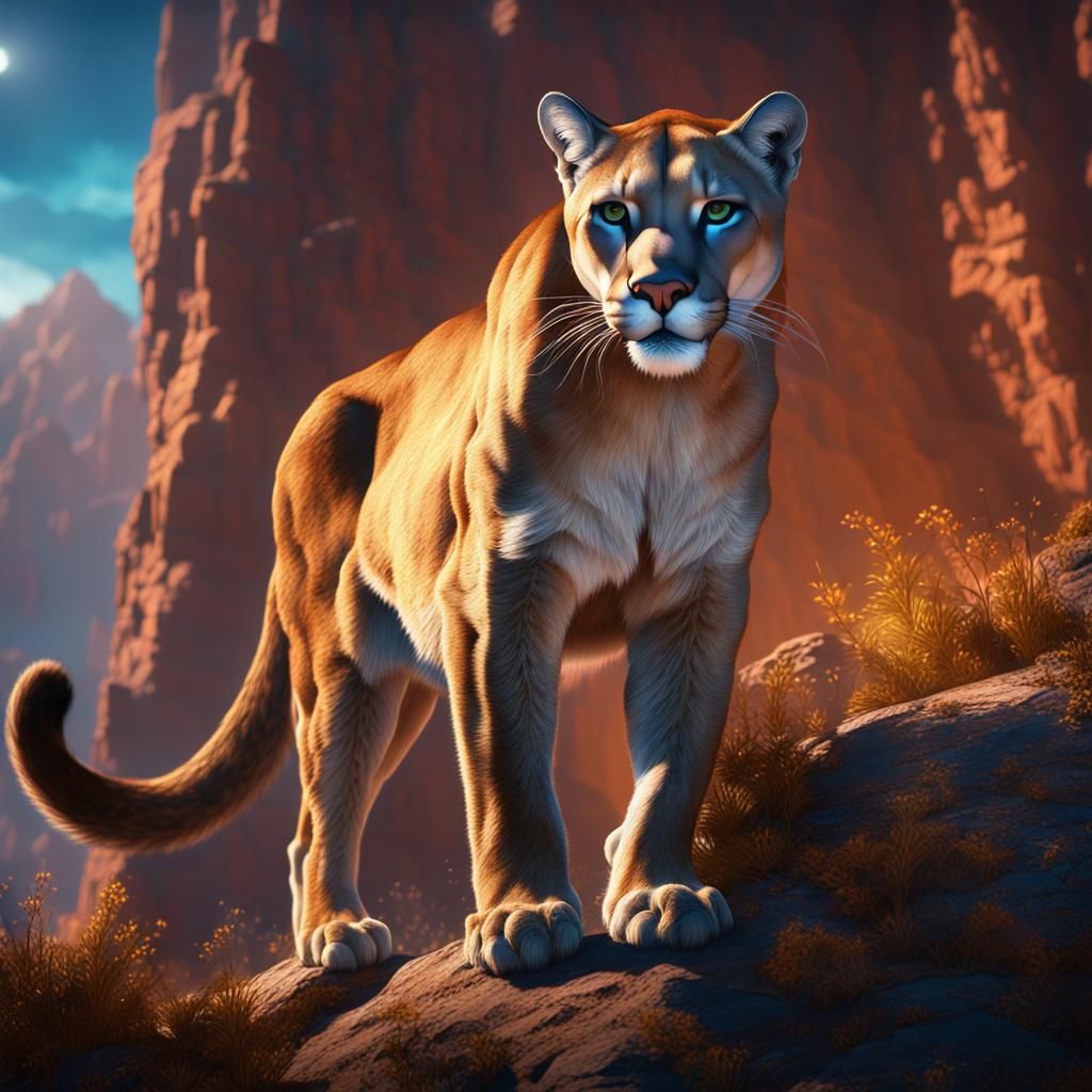 Detailed Matte Painting of a Mountain Lion