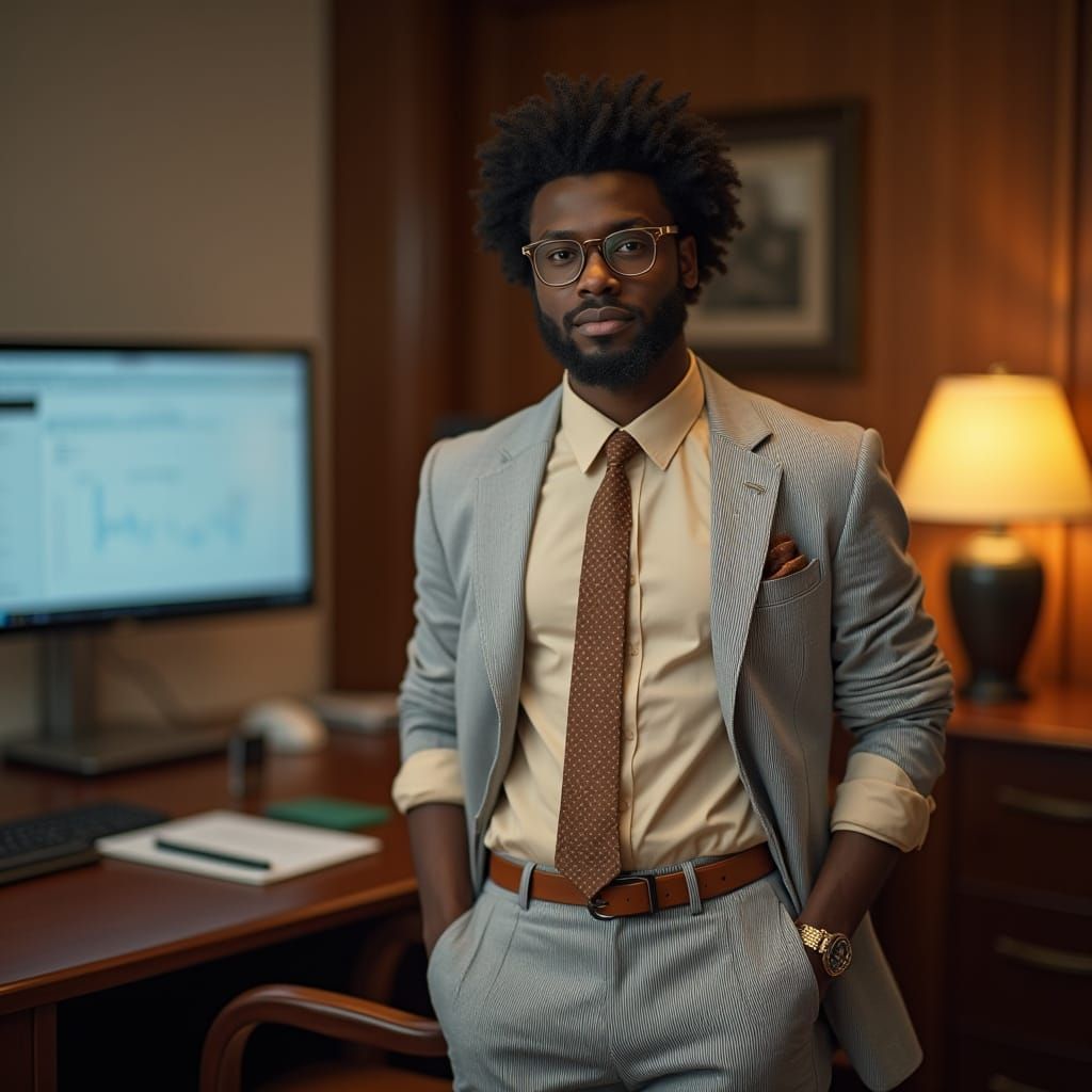 African American Man Portrait in Luxury Office