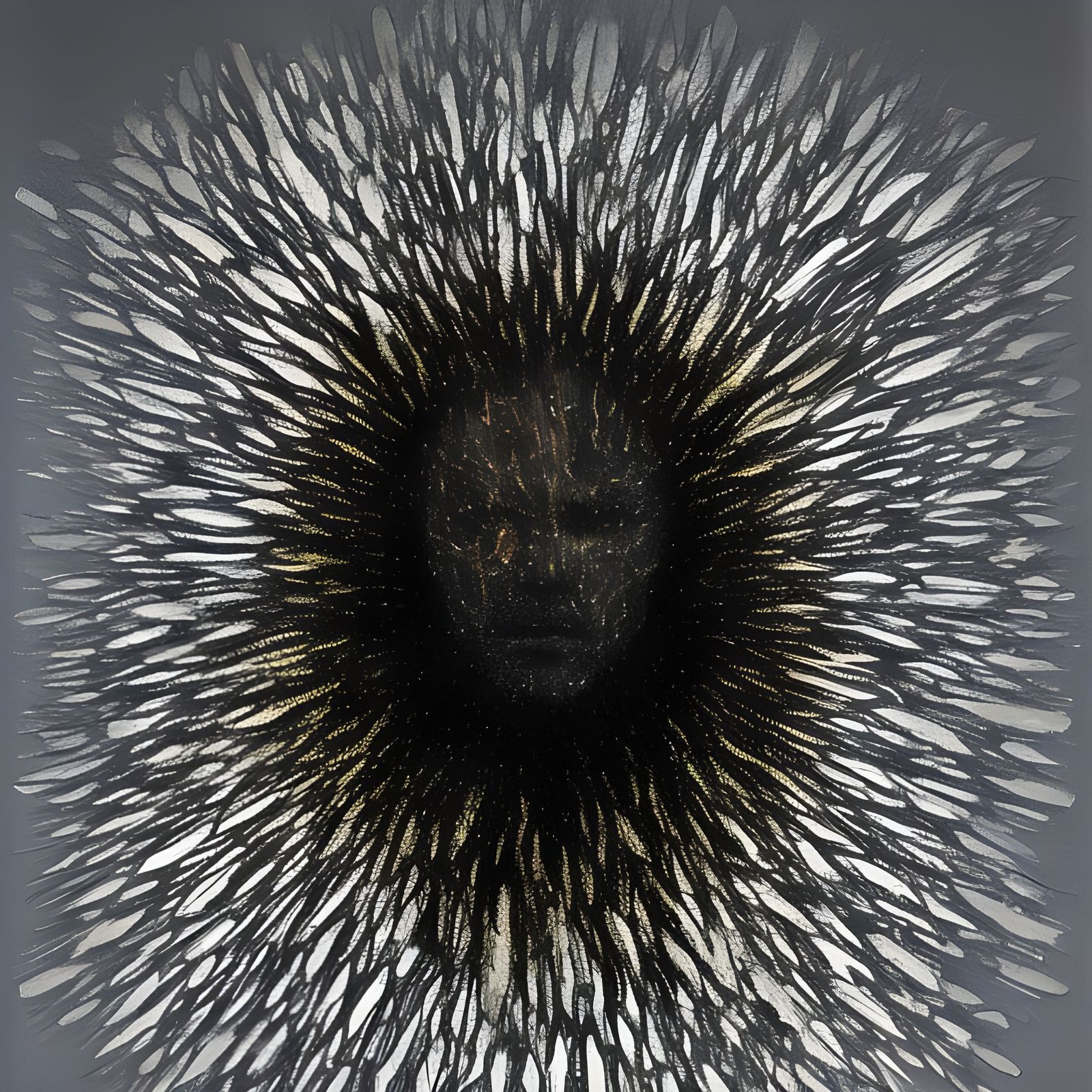 Shattered Face Portrait in Mixed Media Style