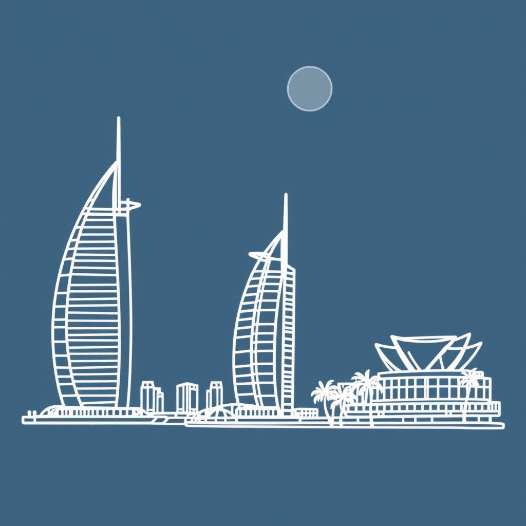 Minimalist Line Art of Dubai Skyline