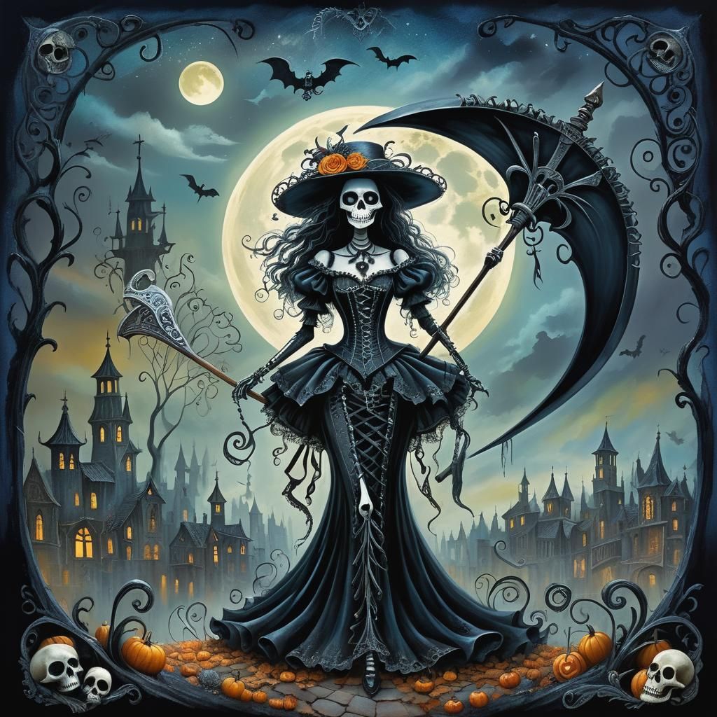 Fancy La Catrina Grim Reaper