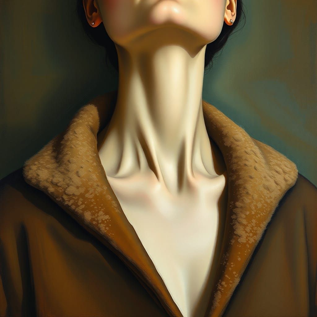 Surreal Woman's Neck in Melting Oil Paint Style