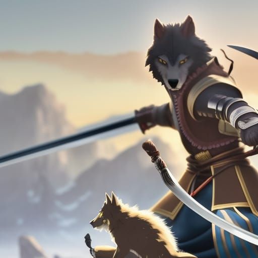 Fearsome Werewolf Samurai Ready for Battle