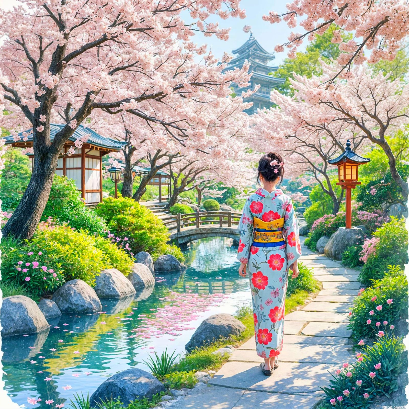 Springtime Splendor in a Japanese Garden