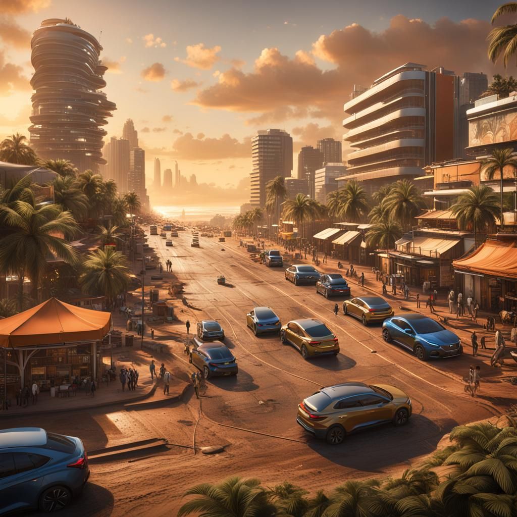 Martian Beach City of Belo Horizonte: Detailed Matte Paintin...