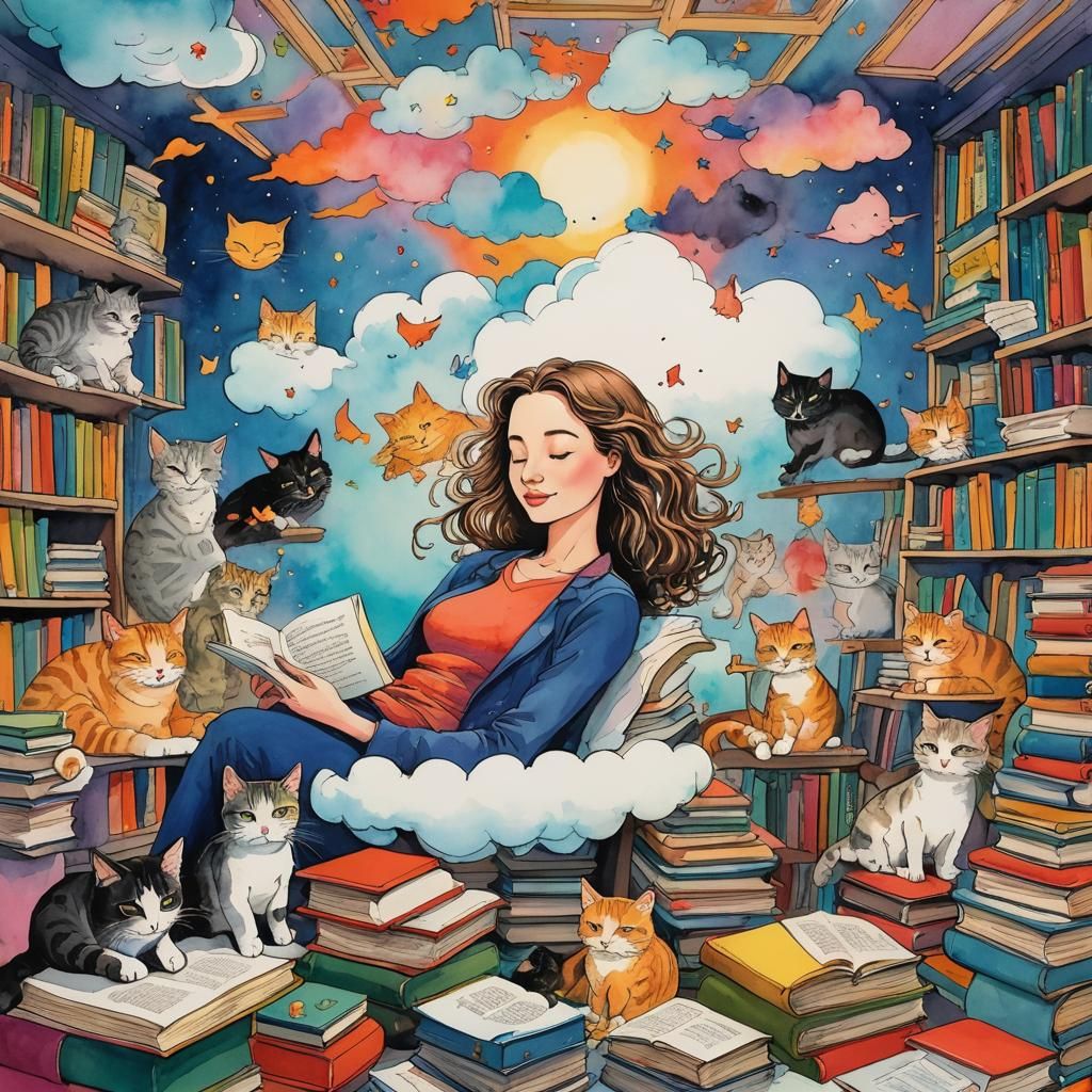 Dream Job with Cats: Whimsical Illustration