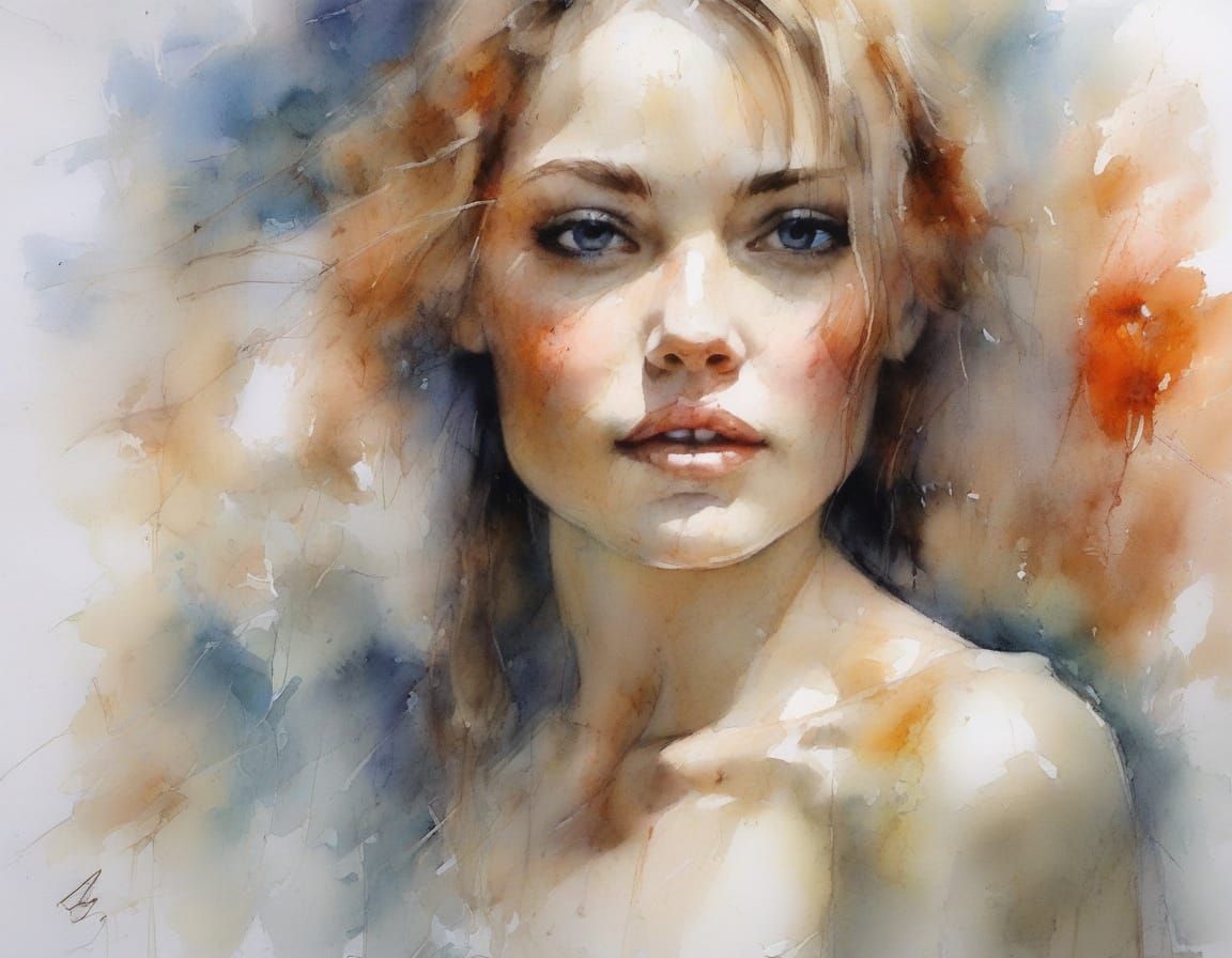 Figure Falling in Expressive Watercolour Style