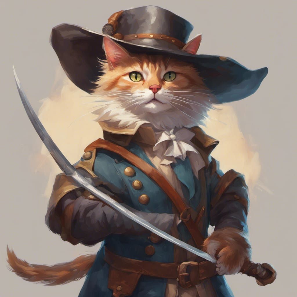 Cat Musketeer Portrait in Hyperdetailed Style