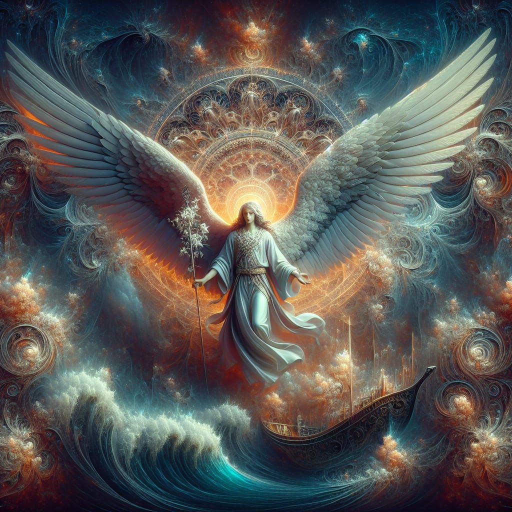 Angel Guides Grief Prayers in Matte Painting Style