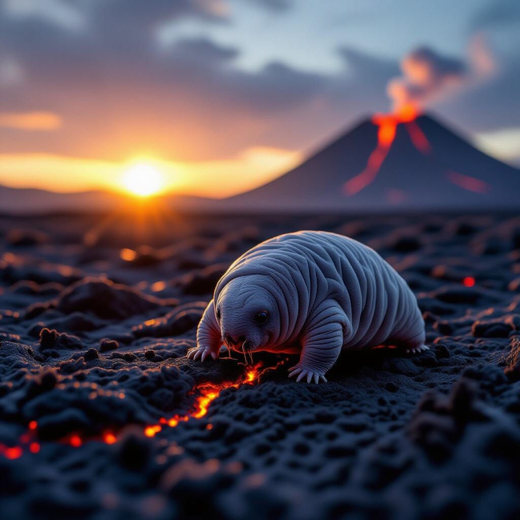 Tardigrade Survives Volcanic Eruption Landscape