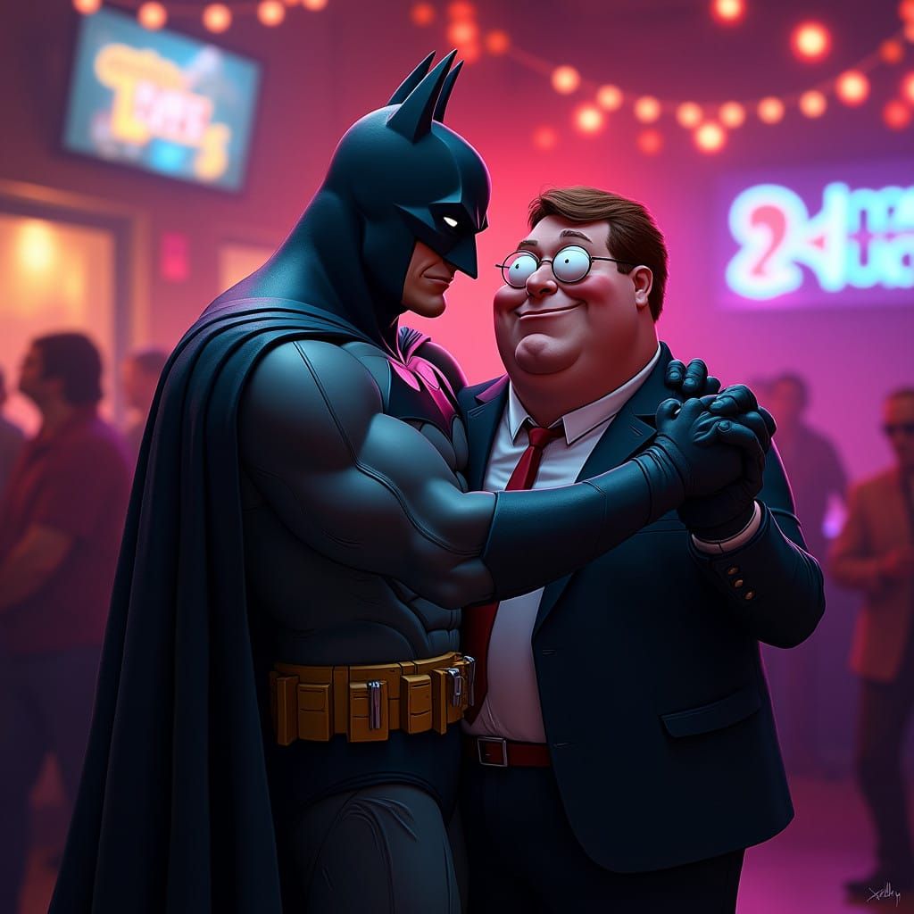 Batman and Peter Griffin in Charming Slow Dance