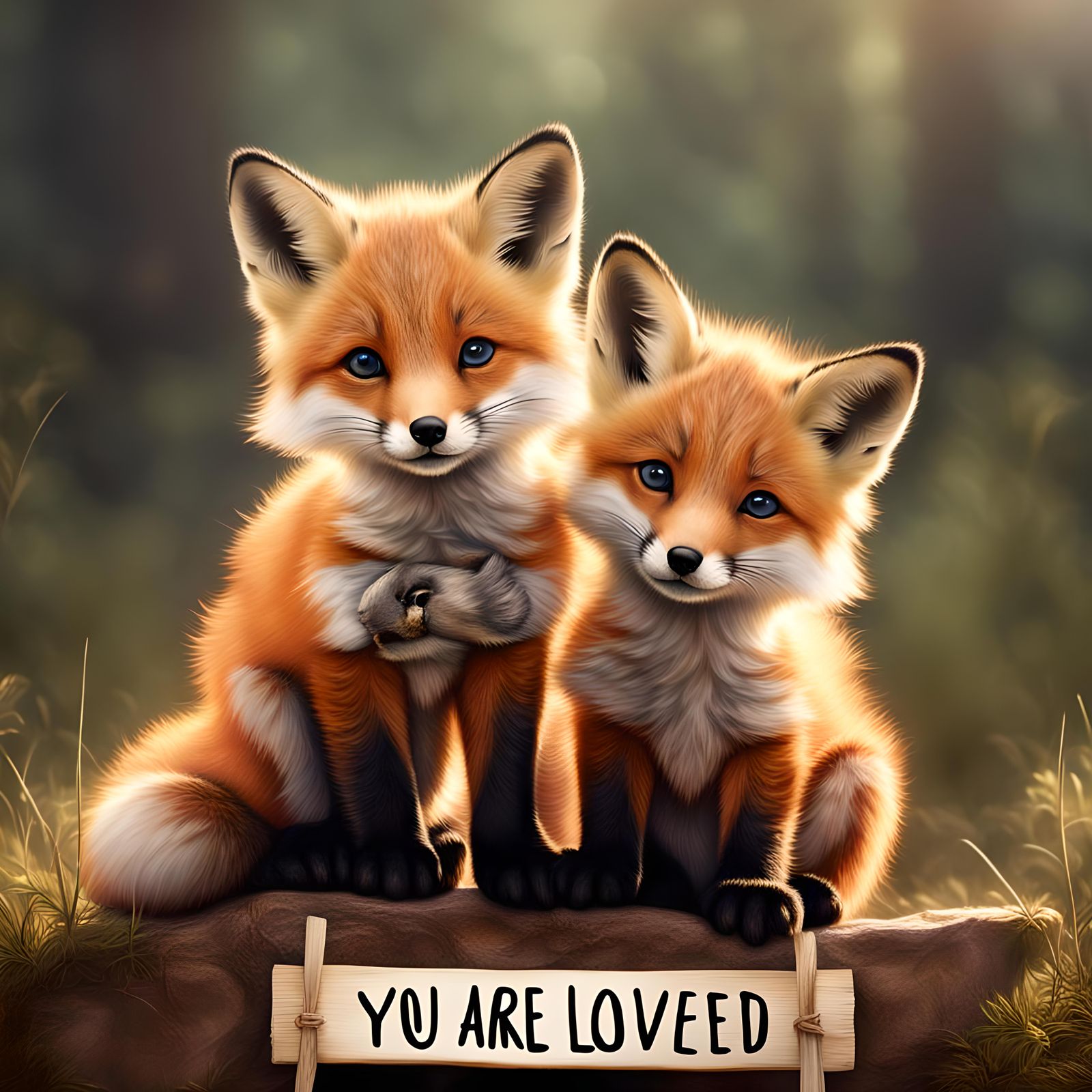 Two cute and adorable fluffy foxes