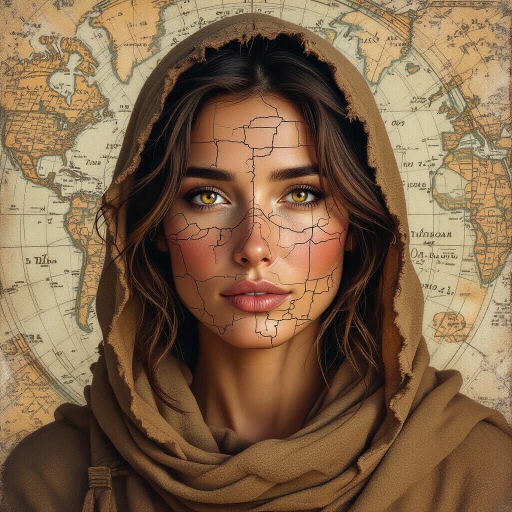 Treasure Map Woman: A Digital Portrait