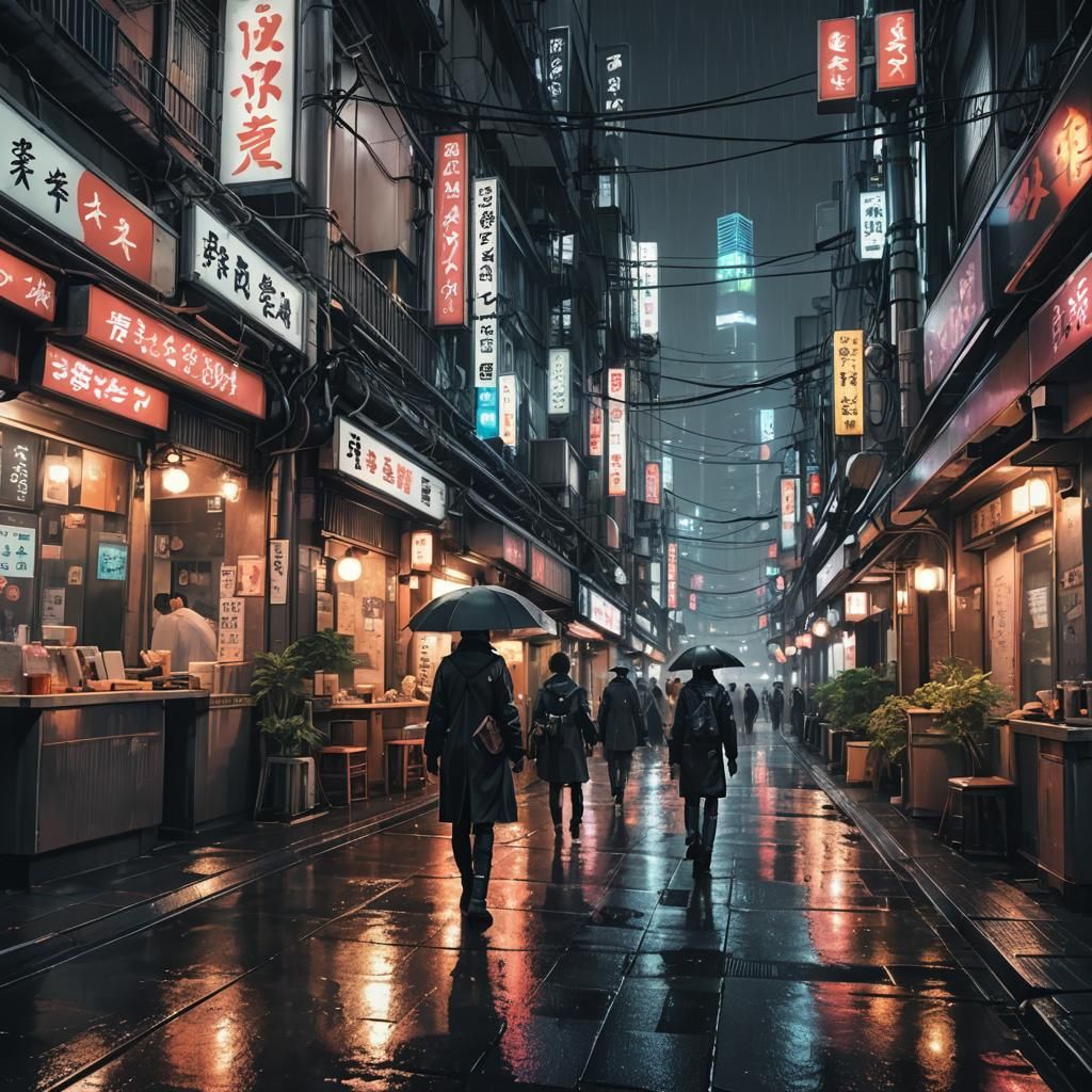 Cyberpunk Tokyo Alley at Night: 3D Anime Art