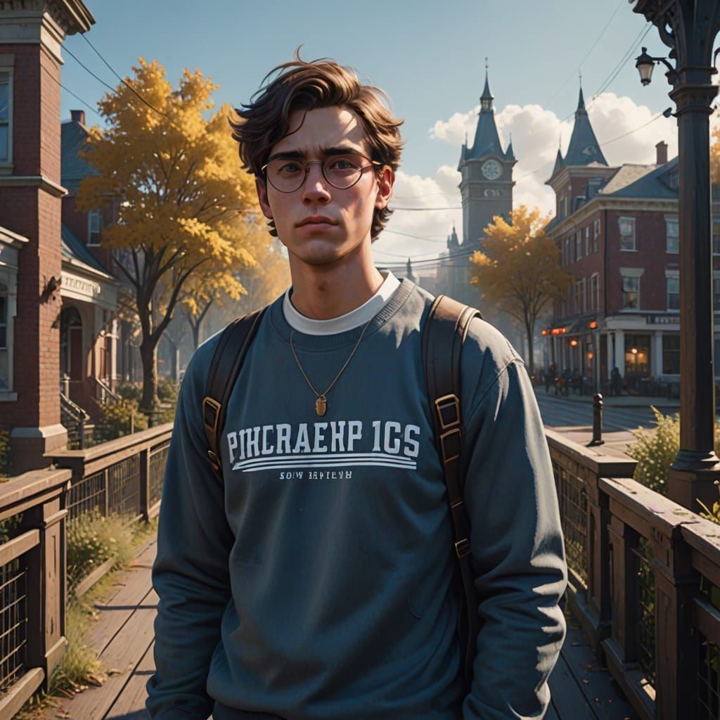 College Student in Russett Brown Hair with Glasses Captured ...