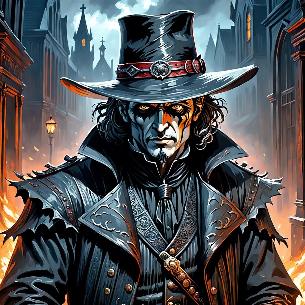 Disturbing Gothic Cowboy Portrait in Impressionist Style
