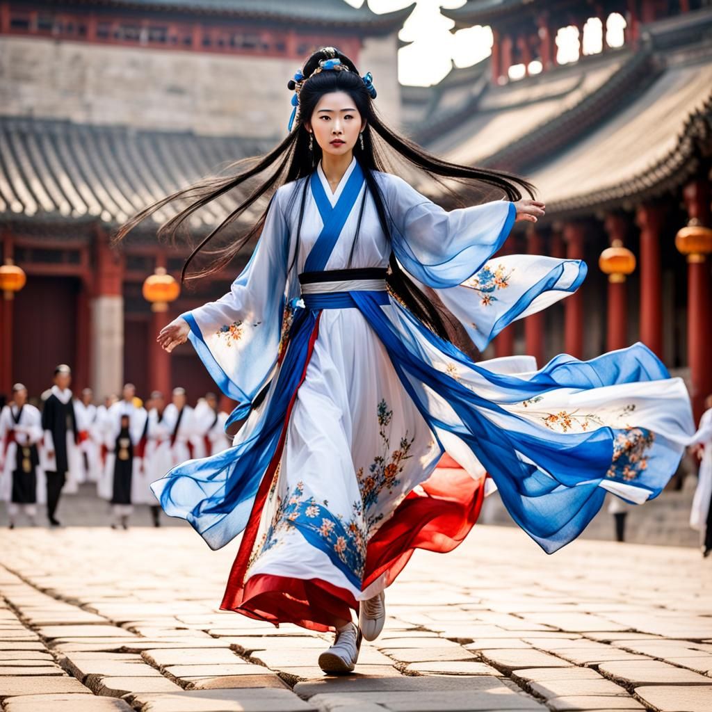 Fleeing Figure in Ancient City, Professional Photography