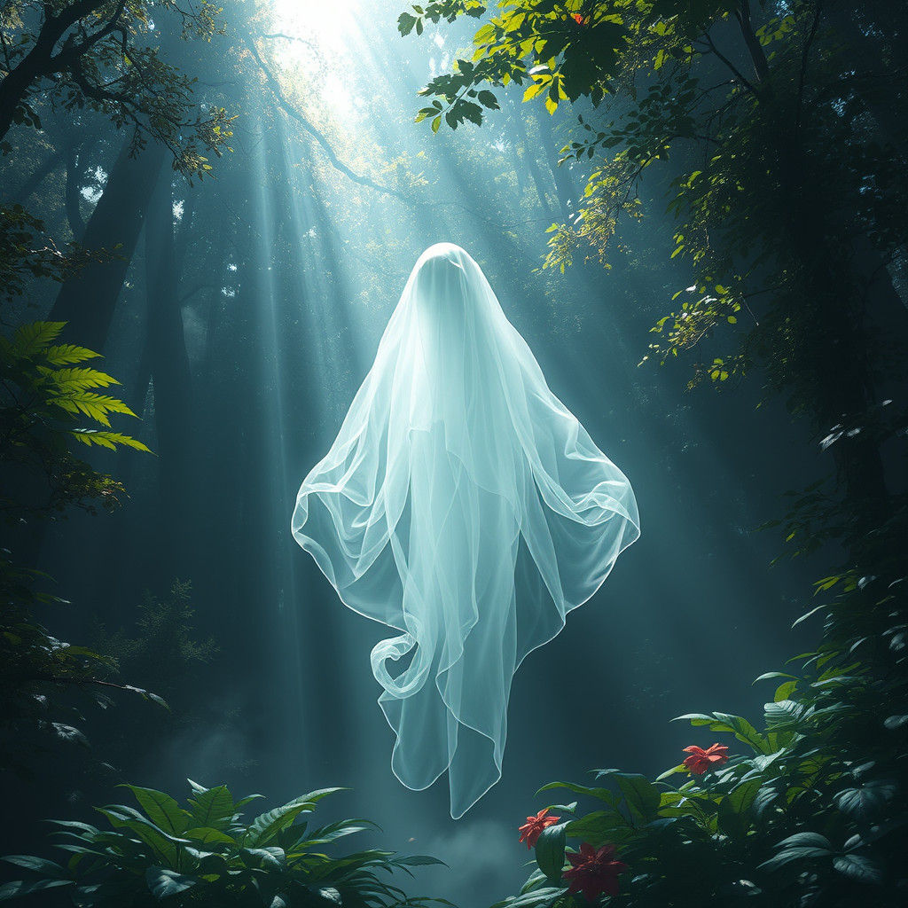 Ethereal Ghost in Mystical Forest Concept Art