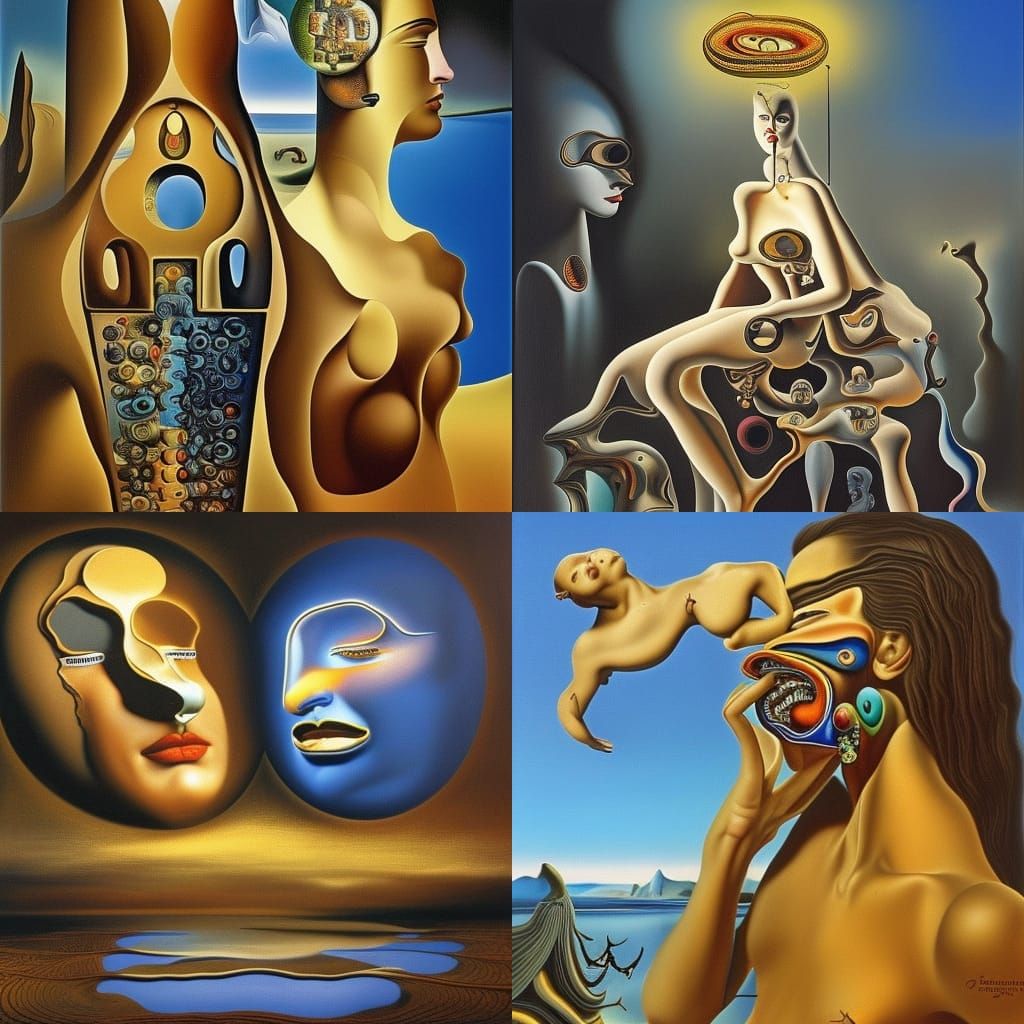 Surrealist Interwoven Pleasure and Pain in Oil Painting
