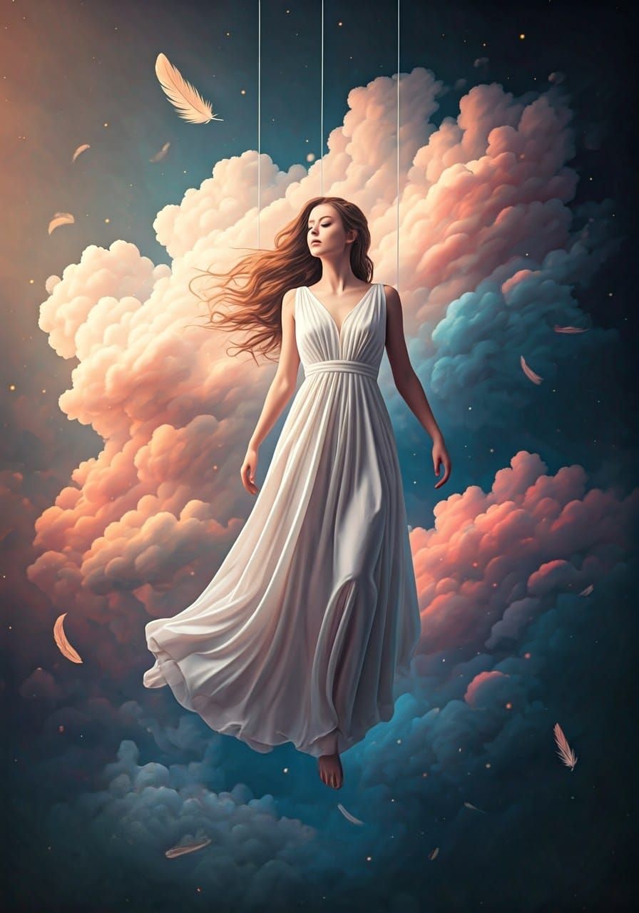 Ethereal Dreamer in Weightless Freedom