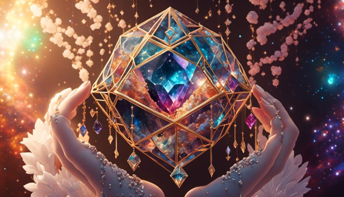 Rainbow Gemstone Galaxy: Geometric Crystal Morph