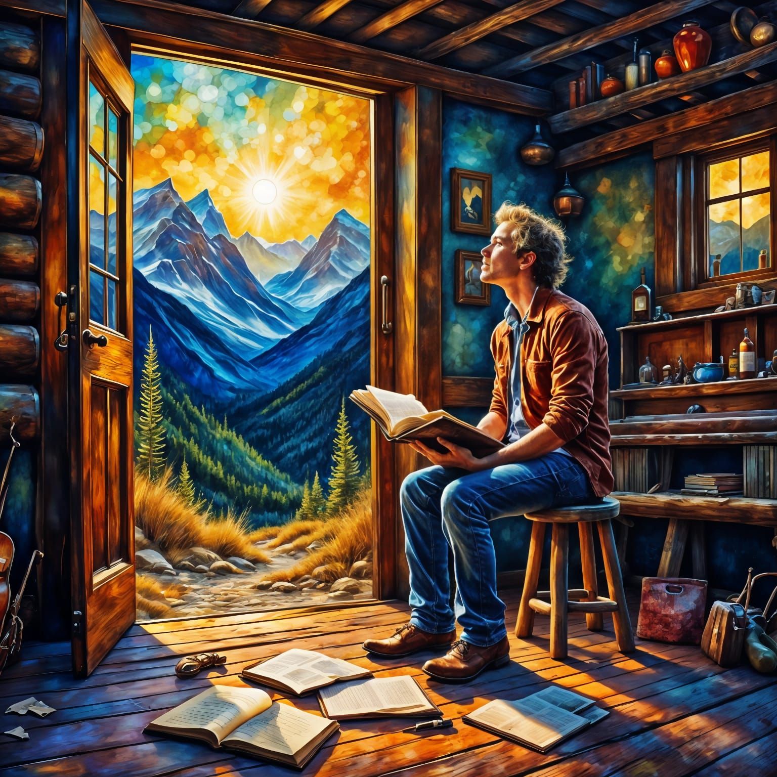 Montana Sunset Emotions in Neo-Impressionist Oil Painting