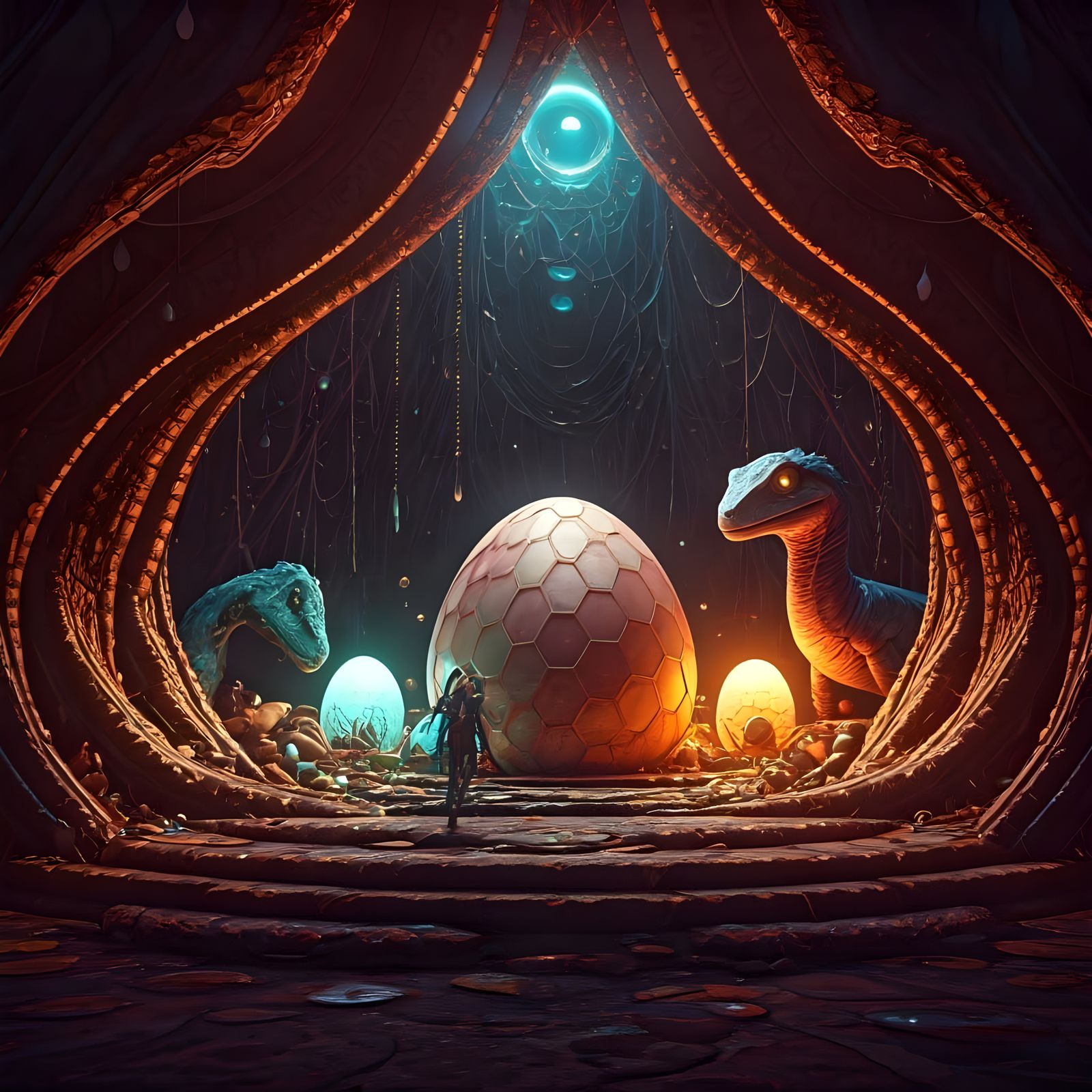 Bioluminescent Dragon in Crystal Cavern with RPG Elements