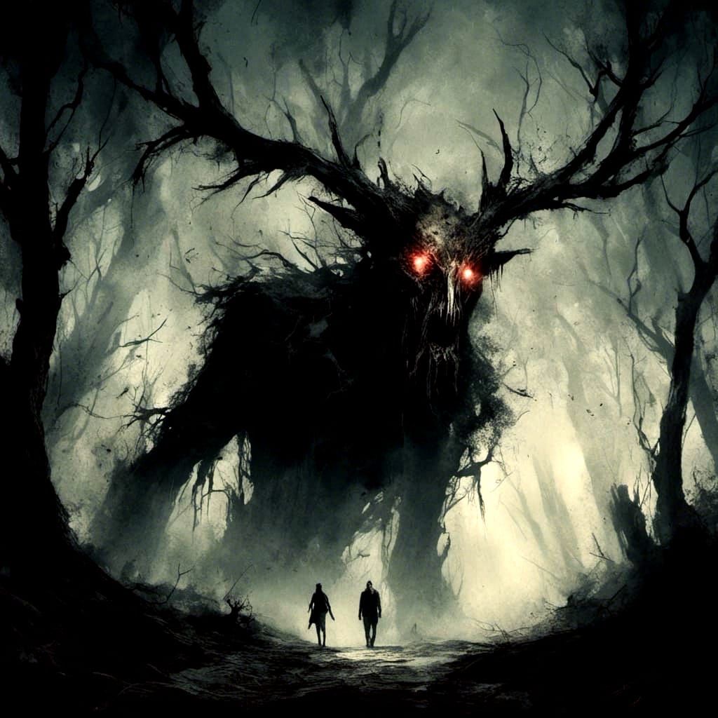 Giant Wendigo Stalks Hikers at Night