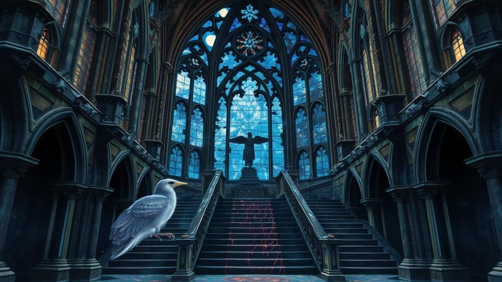 Banshee in Gothic Cathedral: Maximalist Impressionist Art