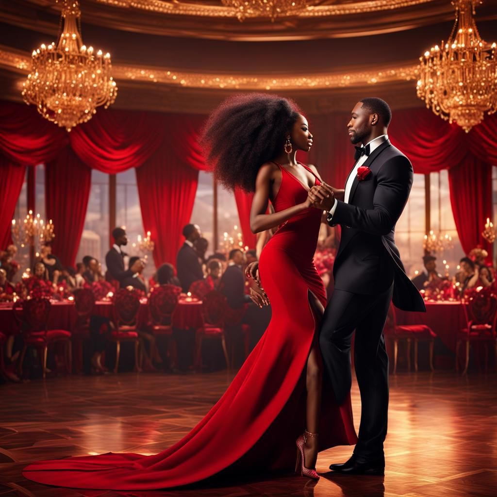 Valentine's Day: Ballroom Dance in Detailed Digital Art
