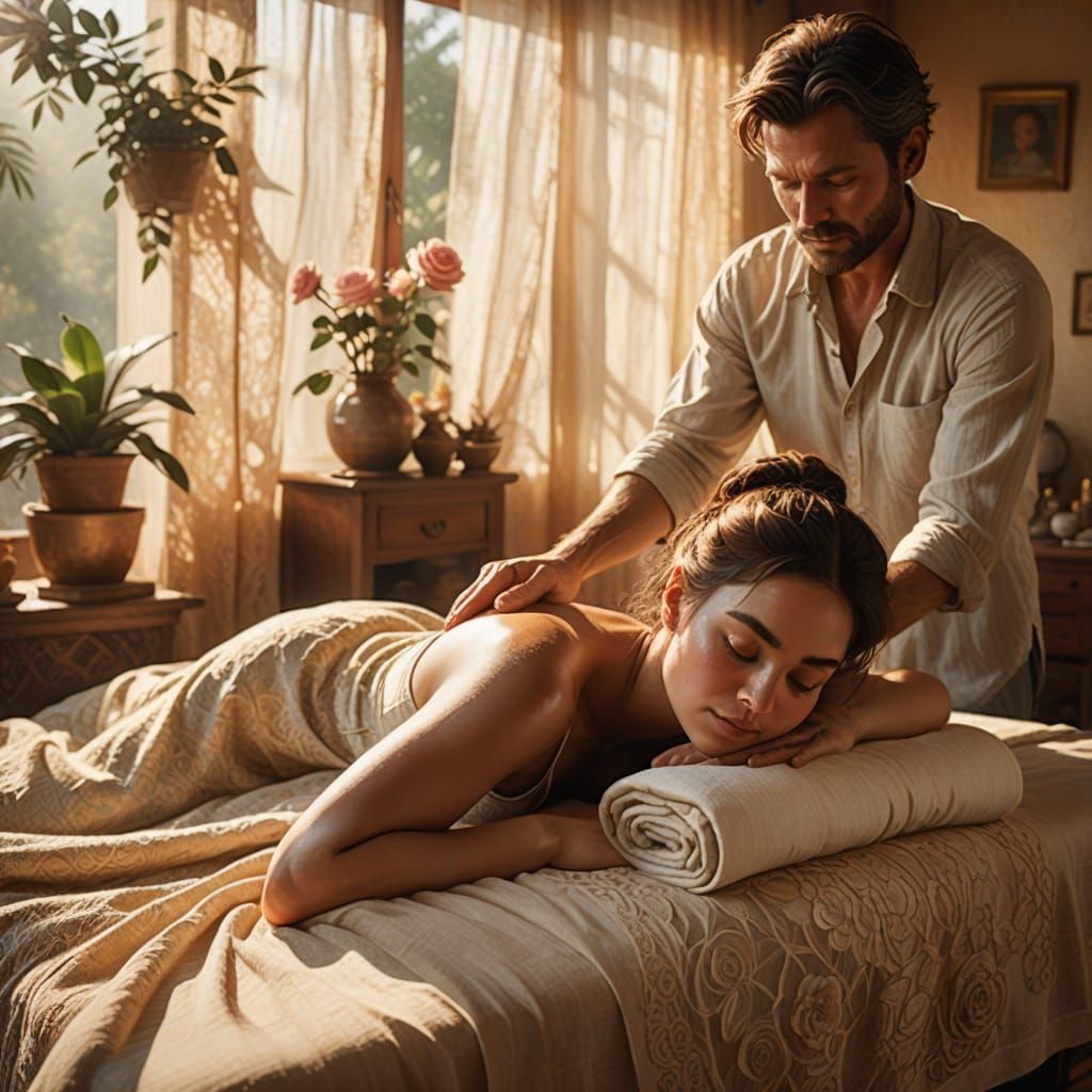 Woman Receives Soothing Massage in Bohemian-Inspired Room