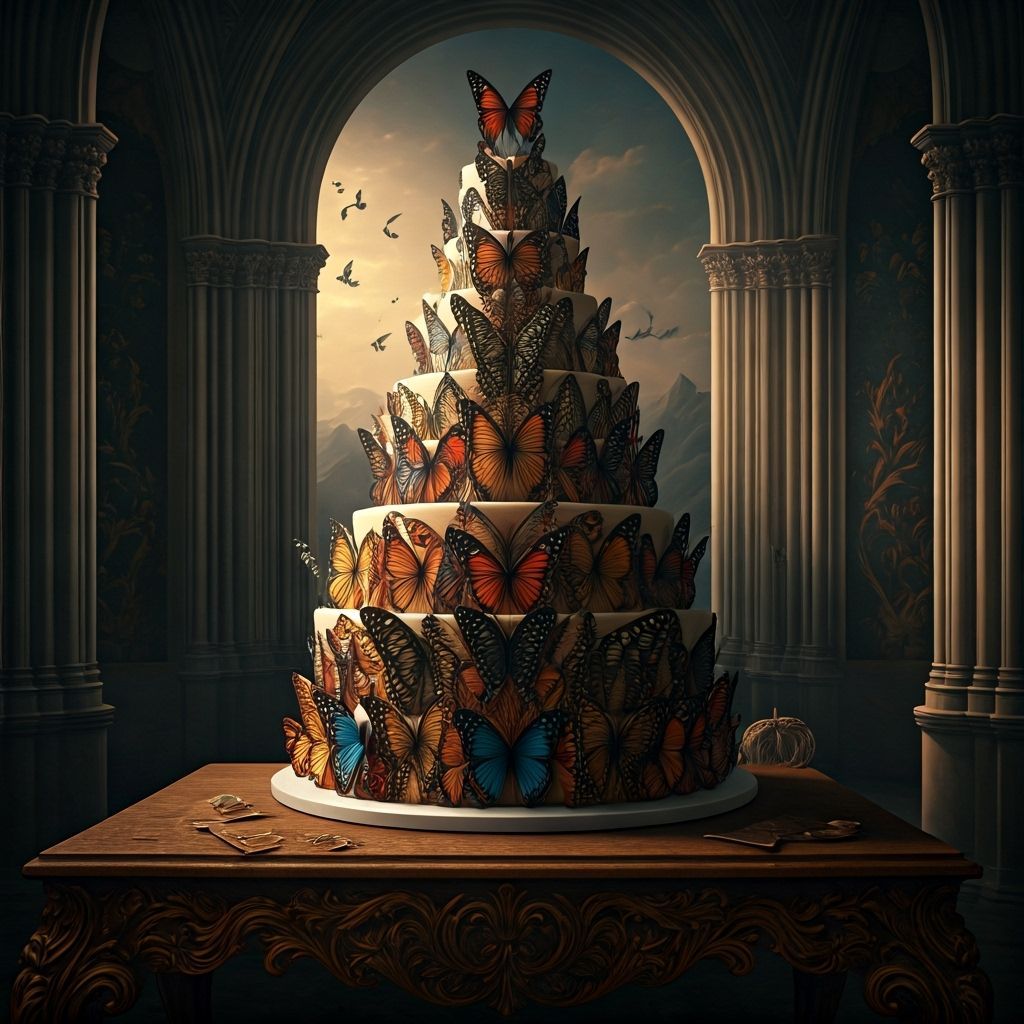 Butterfly Cake in Chiaroscuro Style