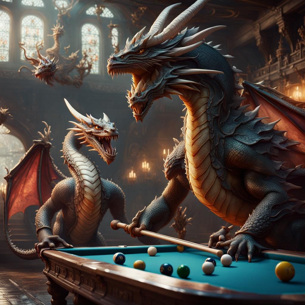 Dragons Play Pool: Fantasy Concept Art