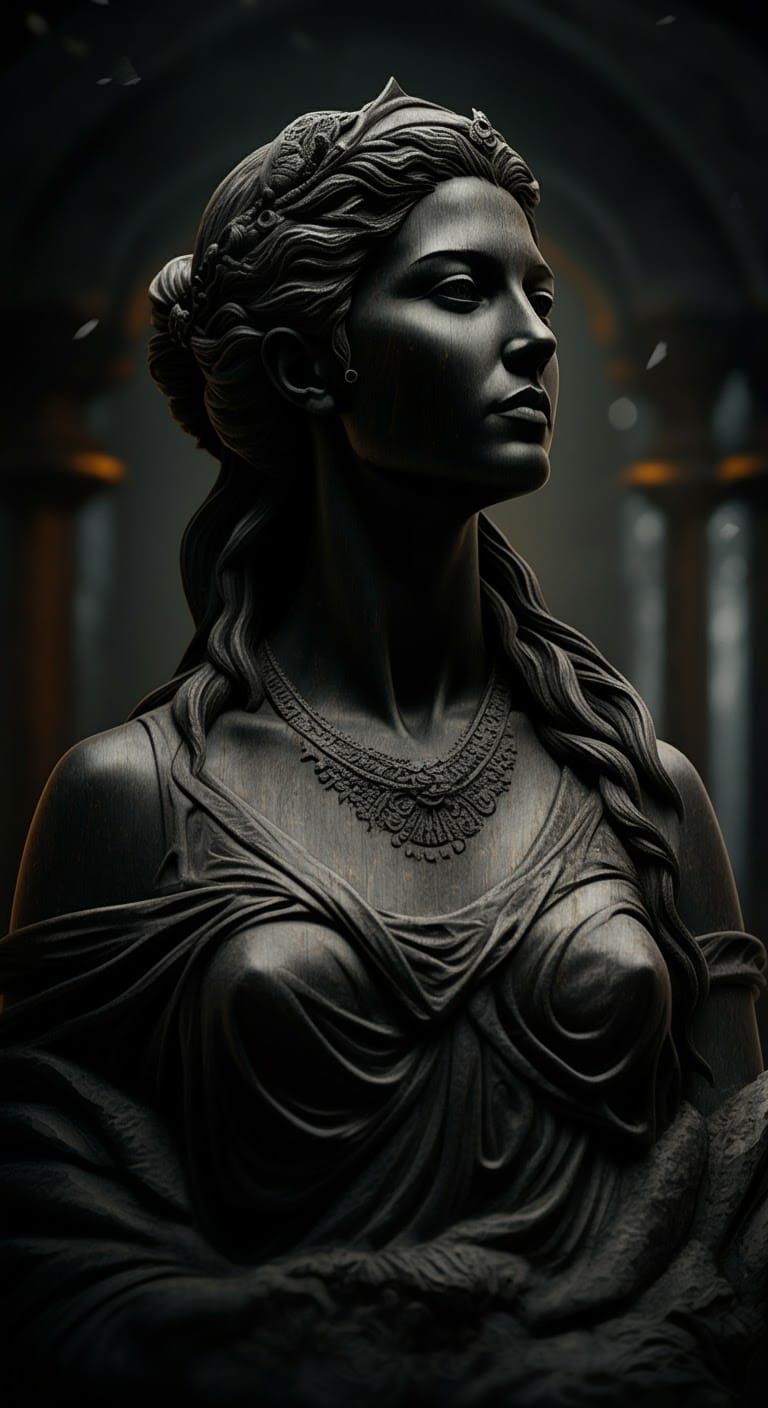 Ebony Sculpture of a Beautiful Woman