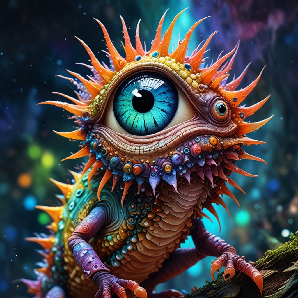 Vivid Alien Salamander with Glowing Fins